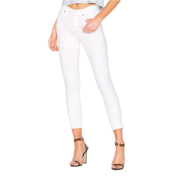 HUDSON NWT Ankle Krista Super Skinny Jeans $185 WARL White 31 Frayed Hem